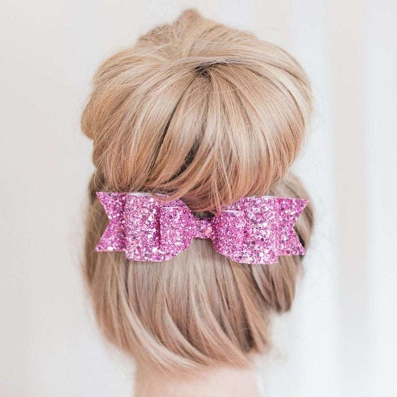 LINYUEARUI 4pcs Multicolor Sparkling 3.54 Inch Glitter Hair Bows,Sparkling golden hair clip, sparkling cute crocodile clip sequin hair clip,Suitable for teenage women's carnival Christmas weddings. - Image 3